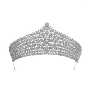 Hoofddeksels Grote Zirconia Prinses Tiara Diadeem Voor Bruids Bruiloft Haar Sieraden Accessoires Haarstukken CH10245