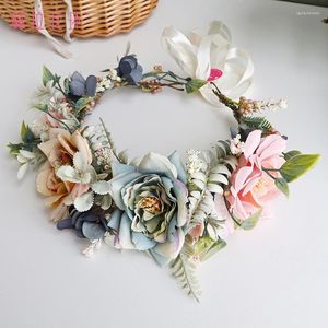 Headpieces Big Flower Garland kunstmatige hoofdband vrouwen vakantie bruiloft bruid haar slijtage