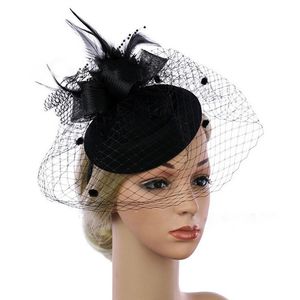 Coiffures noir rétro tulle église fête de mariage chapeau de mariée voile fascinateurs femmes bal soirée formelle chapeau casquette