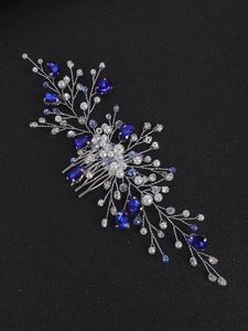 Coiffes bleu cristal mariage cheveux accessoires strass romantique femmes ornements mariée bandeau mariée coiffure diadème peigne