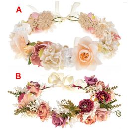 Tocados Corona floral de Boho Diadema de flores Guirnalda de pelo Tocado de boda