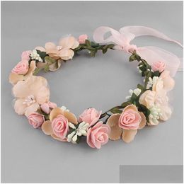 Hoofddeksels boho krans voor dames meisje bloemen tiaras en kronen bruid noiva bruids slinger haar sieraden in de juwelrijken drop dh6rt