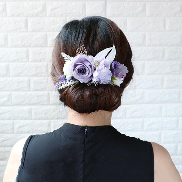 Accessoires de cheveux de mariée, peigne à plaque, peigne en tissu fait à la main, Simulation de bourgeon de fleur, décoration de chapeau de paille de plage