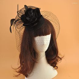 Coiffes Coiffe De Mariée Plume Vintage Voile Gaze Top Hat Robe De Cheveux Blanc Noir Corée Japon