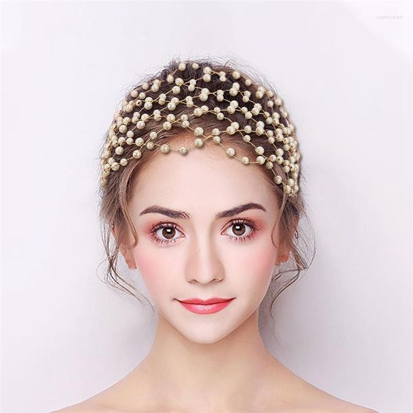 Tocados Tocado nupcial Decoración de perlas de imitación Diadema de boda Joyería para el cabello de novia Tiara para mujer Accesorios para el cabello