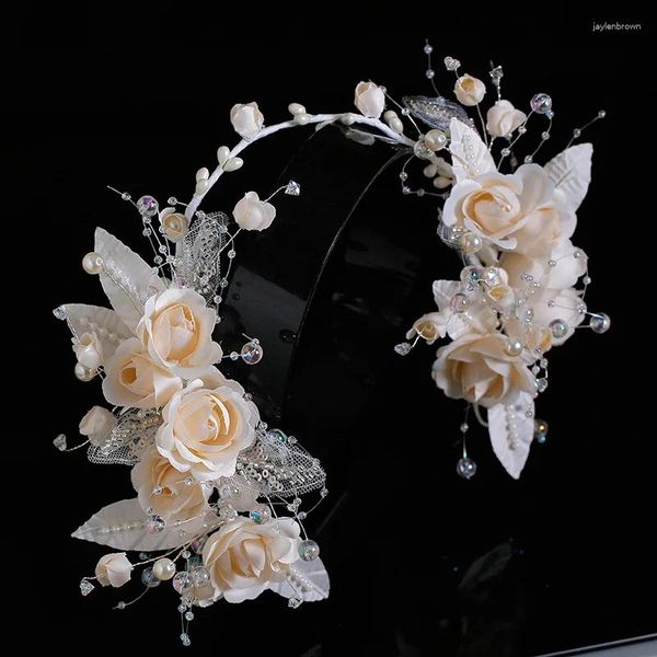 Coiffures de mariée Mori belle guirlande coiffure haut de gamme fleur bandeau princesse robe de mariée style Po accessoires