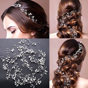 Headpieces Bridal Silver Rhinestones Hair Vine Headband Wedding Jewelry Piece Prom Crystals Accessories For Women