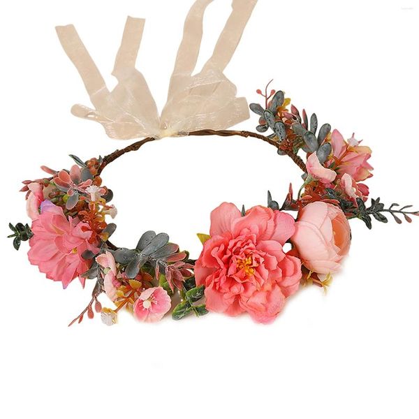 Coiffes mariée artificielle fleur couronne de coiffure de mariage de style doux accessoire accessoire pour les coiffures de fête des femmes