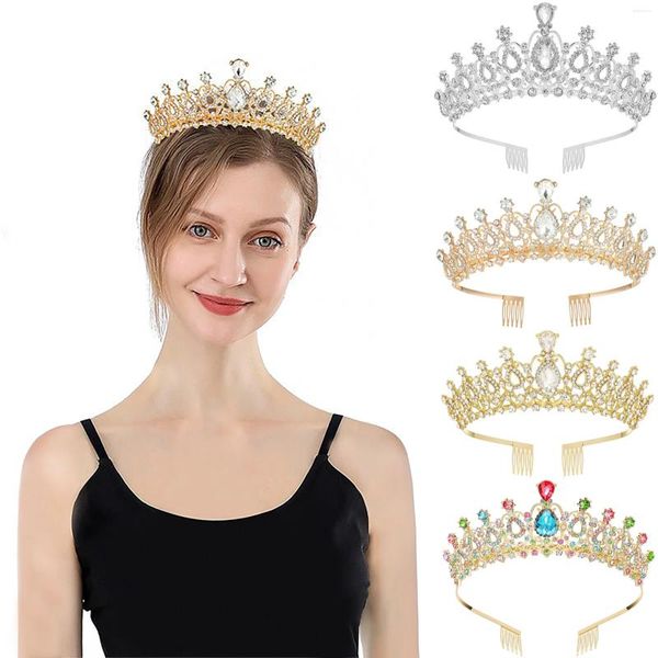 Tocados Corona de cristal de novia con peines Diadema para mujer Boda Cena de cumpleaños Fiesta de Navidad Niñas Tiaras de princesa