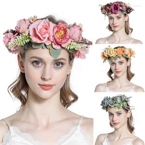 Coiffes mariée fleur bandeau guirlande florale casque bohème couronne Boho mariée couronne cheveux cerceau