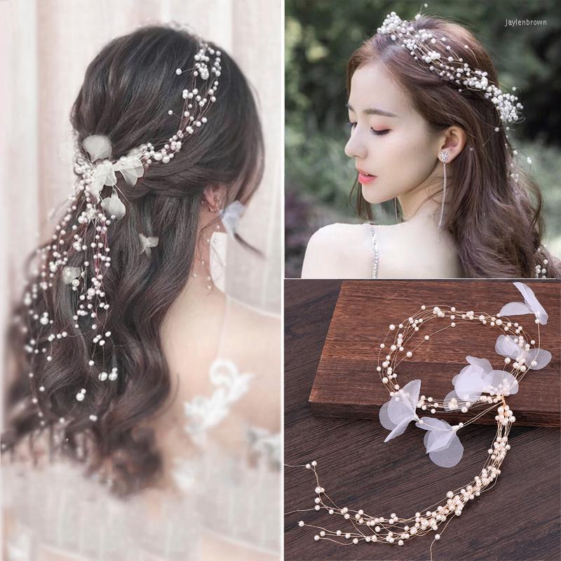 Nakrycia głowy panny młodej Pearl Hair Band koreański super bajki wieniec akcesoria ślubne sukienka