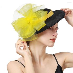 Chapeaux de mariée Chapeau de mariage Cap Big Floral Femmes Fascinator Chapeau avec pince à cheveux Derby Royal Headpiece Church Headwear Bandeau