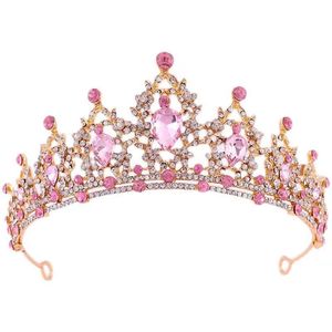 Headpieces Bruid Wit Red Pink Crown Rhinestone Zoete verjaardag