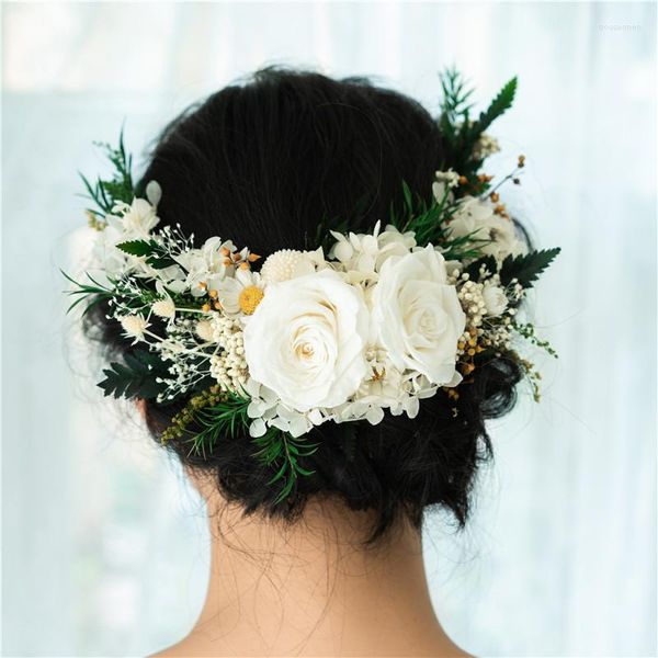 Tocados Colores Alta calidad Rosas falsas Flores Tocado nupcial para bodas Tiaras Y Tocados Novias Accesorios para el cabello de boda BridalHead