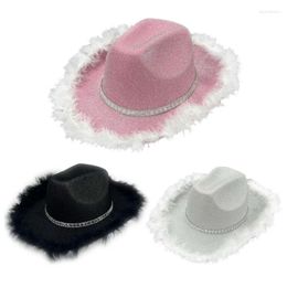 Headpices Cowboy Chapeau pour filles Cowgirl avec un groupe de strassons à plumes