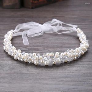Coiffes Crystal perles ruban bandeaux de cheveux ramifications de perle de perles chaîne de tête de tête de mariage accessoires de cheveux de mariage bijoux bijoux