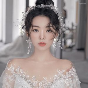 Headpieces Crystal Flower Bridal Headpiece Fairy Gas Sen Crown Hair Haple Koreaanse mode trouwjurk senior ornamenten