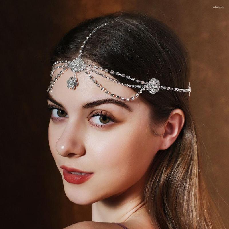 Diademas de cristal para la frente, accesorios para el cabello de boda, variedad de diamantes de imitación, cadena nupcial para mujer, diadema