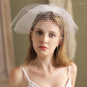 Coiffes élégante mariée cage à oiseaux voile fête de mariage tête robe visage pour les femmes fard à joues voiles fascinateurs cheveux accessoires