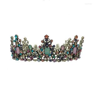 Coiffes européennes et américaines rétro ronde grande couronne alliage baroque couleur diamant anniversaire mariée mariage diadème lot