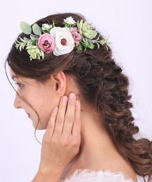 Headpieces Exotic Chic Fairy Flower Crown Princess Style Hair Comb Wedding Bridal Accessories Retro -kopstuk voor damesheadstukes