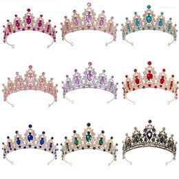 Tocados de moda corona de cristal colorido Rhinestone nupcial boda accesorios para el cabello reina Pincess diademas fiesta desfiles joyería de las mujeres