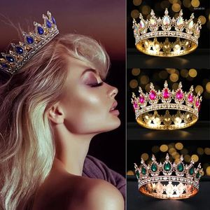 Headpieces Fashion Princesa europea tiara redonda de concurso barroco coronas crystal corona rey tiarwedding accesorios de vestir para el cabello