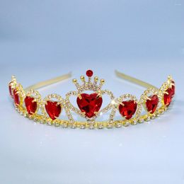 Headpieces mode luxe bruiloft kroon tiara meisje rode hart hoofdband accessoires bruids