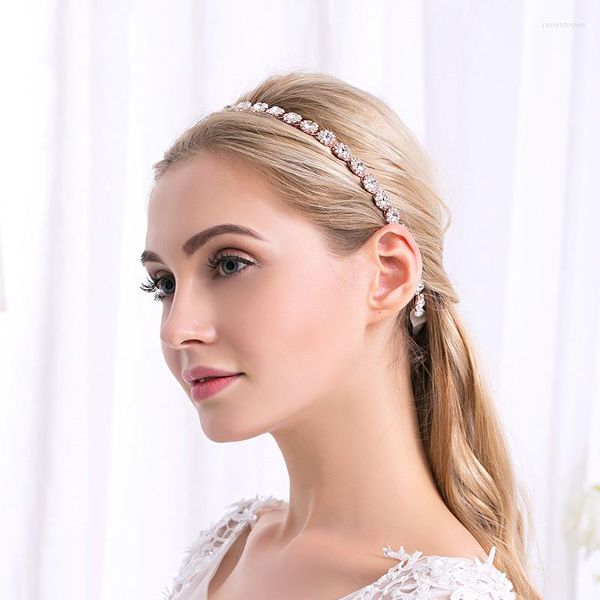 Tocados Moda Rhinestone Plata Oro Mujeres Boda Nupcial Frente Cabeza Cadena Tocado Cristal Colgante Novia Tiara Joyería para el cabello Acces