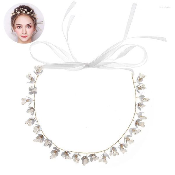 Coiffures mode mariage cheveux bandeau fête bal bijoux femmes casque fleur artificielle couronne florale mariée fille