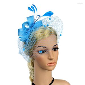 Coiffes Faux Plume Net Fils Chapeau Couleur Unie Fascinator Mariages Tea Party Chapeaux Ornement De Cheveux Pour Les Filles Et Les Femmes LXH