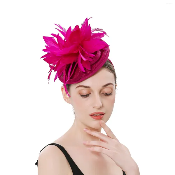 Tocados de plumas para mujer, sombrero Phillbox elegante para banquete, ceremonia de boda, Kentucky Derby, sombrerería de fiesta para té