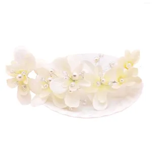 Coiffures bandeau fleuri guirlandes mariage blanc/rouge fleur chapeaux avec perle pour princesse fête faveurs accessoires