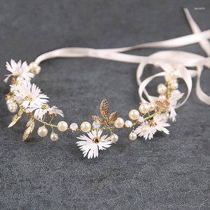Coiffes de fleurs de mariée cheveux de mariage rotin perle coiffure accessoires de feuilles pour femmes et filles