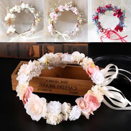 Headpieces Flower Floral Girl Crown Wedding Boho Headpiece Headband Hair Wreat Hoofddress Bohemian Beach Wear Holiday Accessories