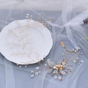 Coiffes bandes de cheveux de fleur avec mari￩e en ruban cristal d￩cor￩ coiffure or alliage fleurs femme mariage mariage nuptial nuptial