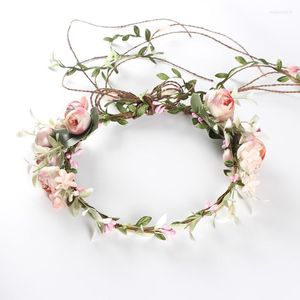 Tocados Flor Tiara Chica Corona Diadema Rosa Azul Cabeza Playa Nupcial Peine Boda Floral Novia Corona Mujeres Guirnaldas