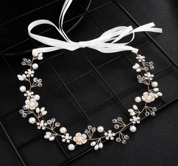 Coiffes pour mariage mariée demoiselle d'honneur or fait à la main strass perles bandeau bandeau luxe cheveux accessoires fascinateurs Tia7042572