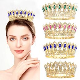 Headpieces volledige ronde kleurrijke schoonheid optocht kronen barokke cirkelvormige grote kroon tiaras bruid hoofdband accessoires tiara