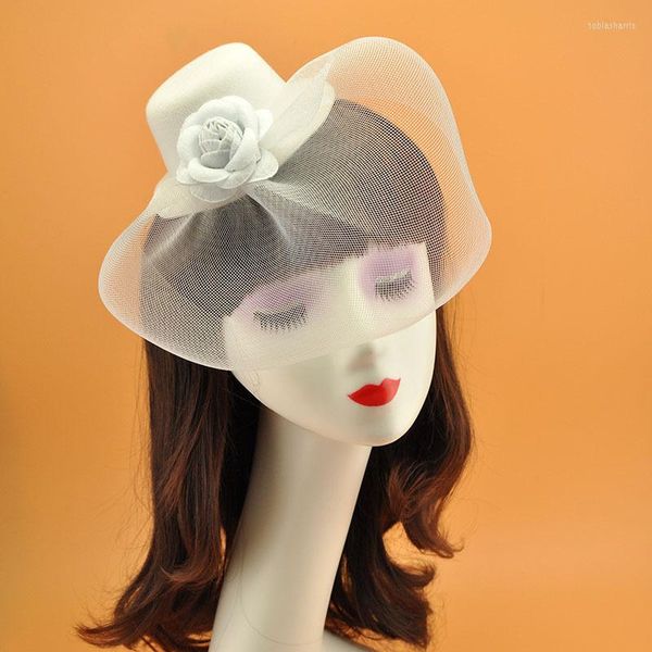 Coiffes gaze Rose chapeau haut-de-forme cheveux accessoires mariée robe de mariée rétro élégant coiffure corée japon noir blanc