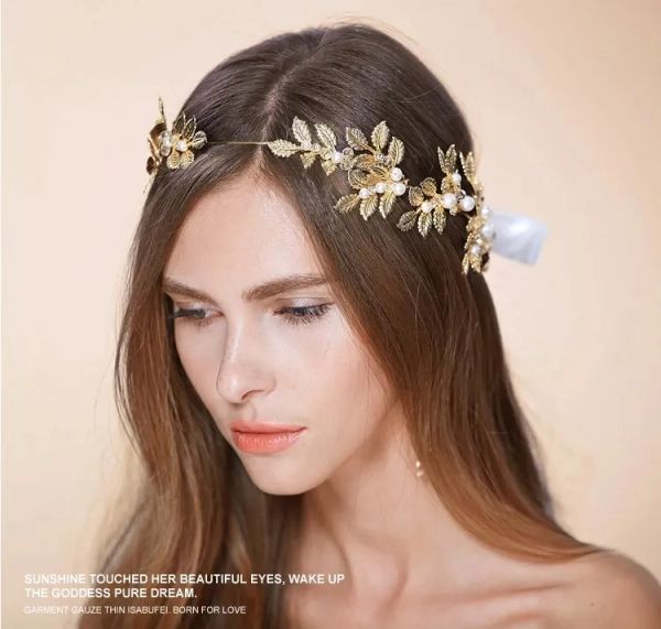 Tocados Gold Leaves Tiaras de boda Cabello de cabello Accesorios para el cabello nupcial No