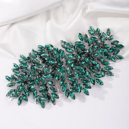 Coiffes Vert Strass Peigne À Cheveux De Mariée Coiffe Rouge À La Main Accessoires De Mariage Bijoux De Fête Diadème Pour Femmes Filles Coiffe