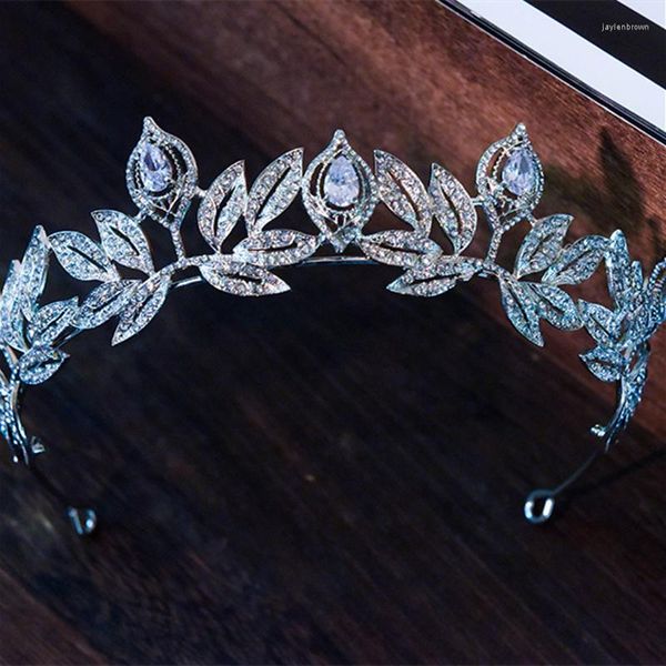 Tocados GS11586 Coreano Nupcial Zircon Corona Aleación Rhinestone Boda Postizo Hojas Princesa Tiara Para Novia