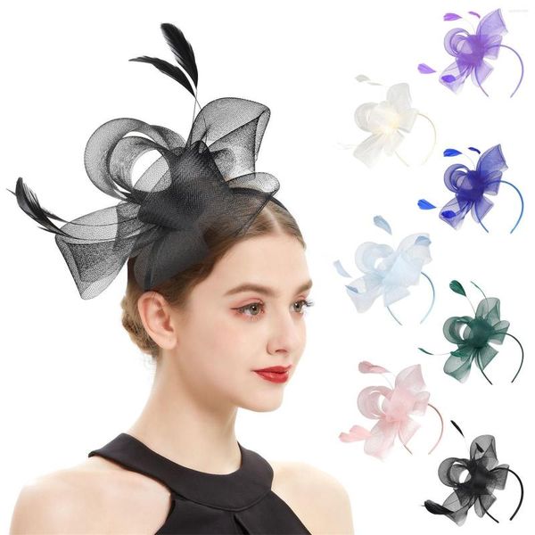 Coiffes Bandeaux Hommes Pack Chapeau Pour Femmes Mariage Fleur Cocktail Maille Pince À Cheveux Tea Party Bandeau Mince