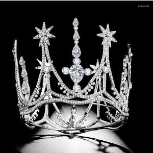 Headpieces Hg11372 Klassieke barokke ronde Tiara Crown Elegant gouden strass Fashion Princess Bridal Wedding Headpiece voor bruiden