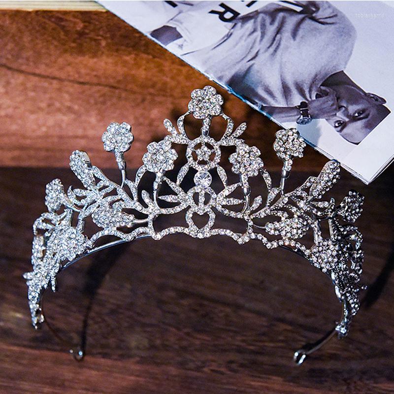 Tocados HG11590 Tocado de novia europeo y americano Tocado de boda de diamantes de imitación de gama alta Flor Princesa Corona Tiara