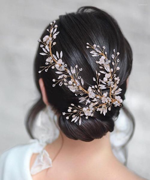 Coiffures HP280-G fleur épingles à cheveux de mariée accessoires de mariage couronne or pince de mariage perle coiffure de mariée cadeau de demoiselle d'honneur