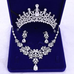 Headpieces HP327 Sparkly Rhinestone Bride Sieraden Earring ketting kroon set bruiloft accessoires bruids hoofddeksel meisje tiara vriendin cadeau