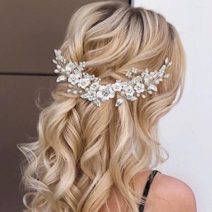 Headpieces HP337 Pearl Bruidal Hoofddeksel Crystal Flowers Bruid Hoofdtooi Wedding Haaraccessoires Tiara kam