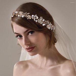 Coiffures HP355 alliage feuille mariage cheveux ruban bandeaux pour or vigne bijoux demoiselle d'honneur cadeau mariée chapeaux